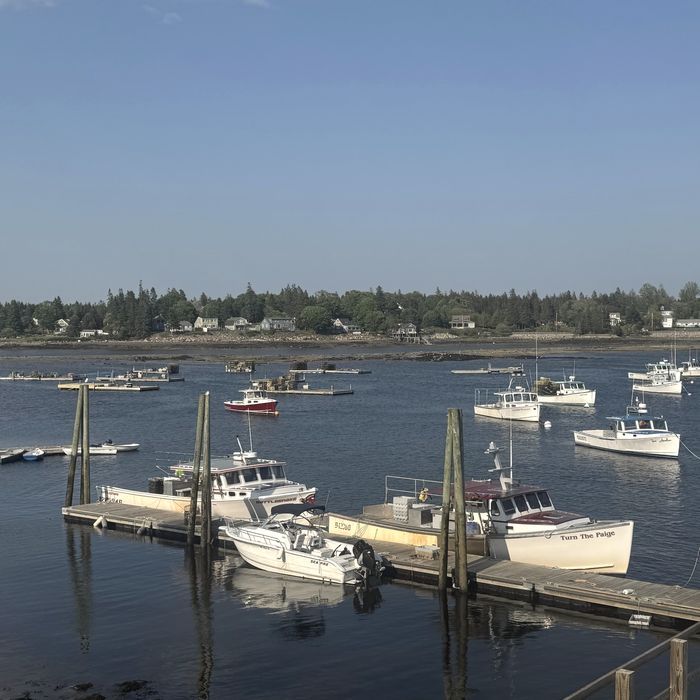 Lobster boats moored in a Maine harbor